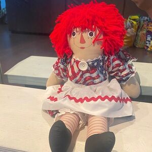 Patriotic Rag Doll with Red Hair